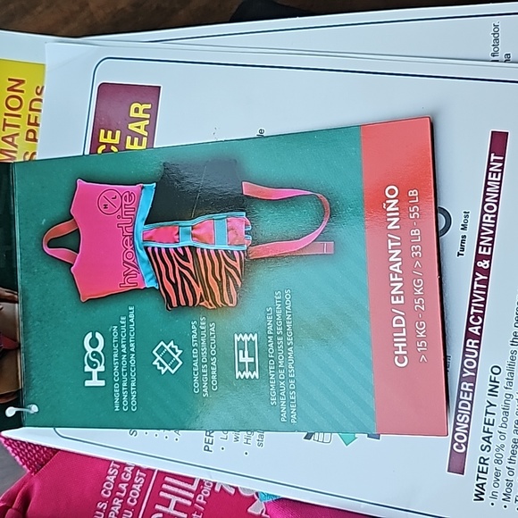 Hyperlite Child Life Vest | Color: Blue/Pink/Black| Size: 33lb-55lb-PFD- NWT - Picture 9 of 11